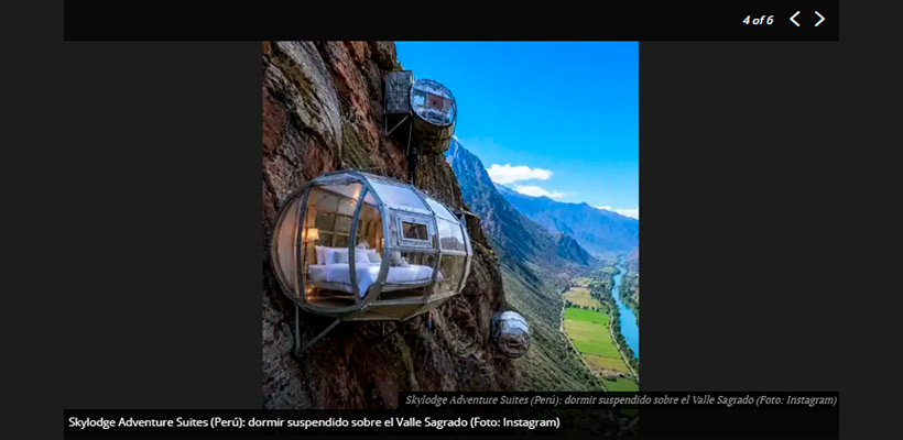 Skylodge entre los 10 hoteles más exóticos del mundo en 2026